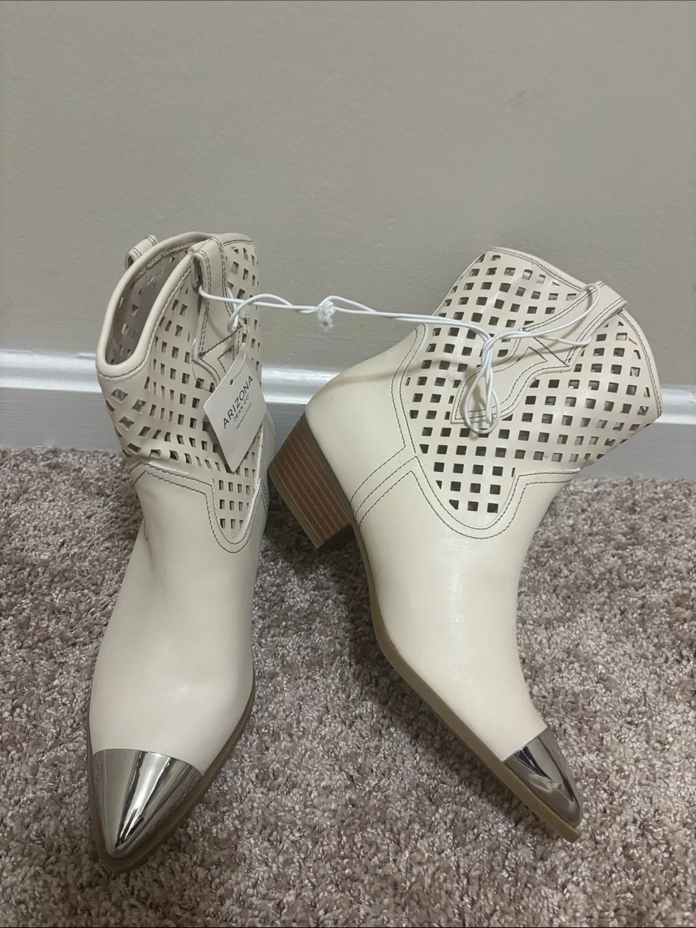 Boots For Fall Company Coastal Western Ankle Bootie with Metallic Silver Cap Toe